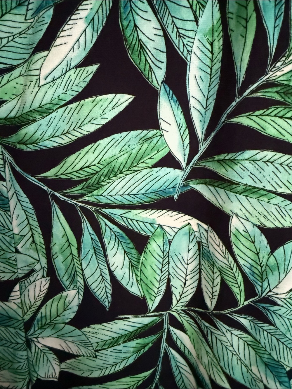 Tommy Hilfiger Black & Green Leaf Print Sleeveless Dress - Picture 4 of 4